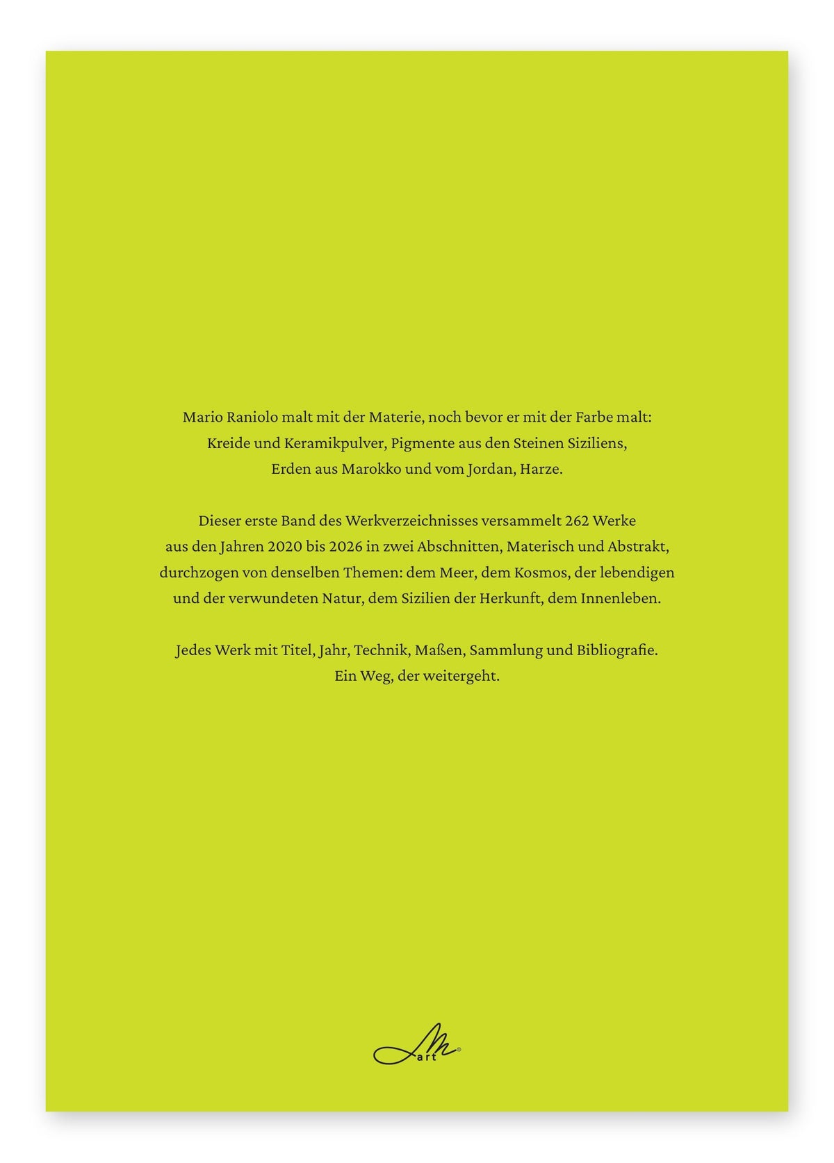 Mario Raniolo. Werkverzeichnis. Band I, 2020–2026