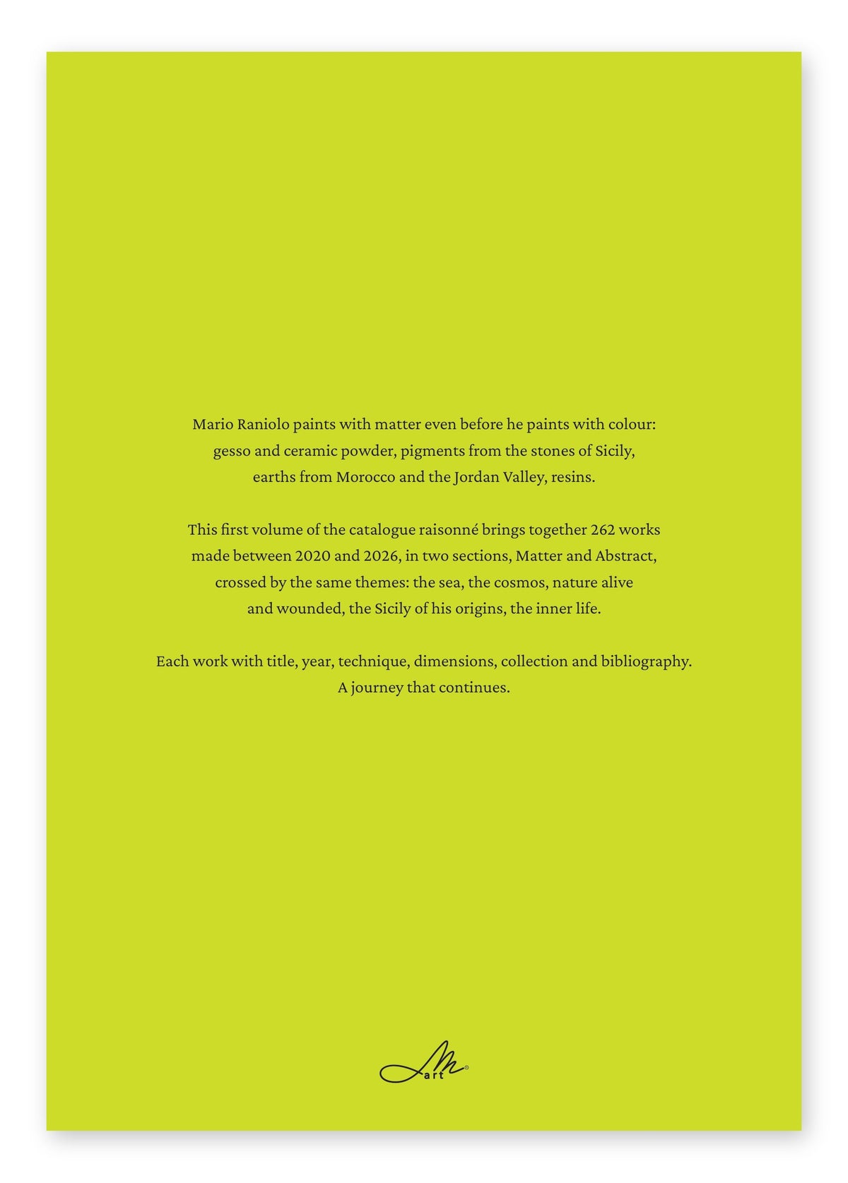 Mario Raniolo. Catalogue Raisonné of the Works. Volume I, 2020–2026
